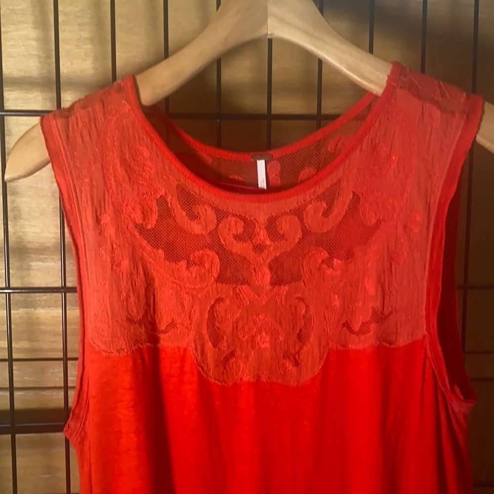 Free People Draped Tunic w/ Lace Neckline